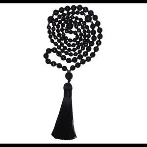New Fairtrade Hand knotted Black Onyx Mala Necklace